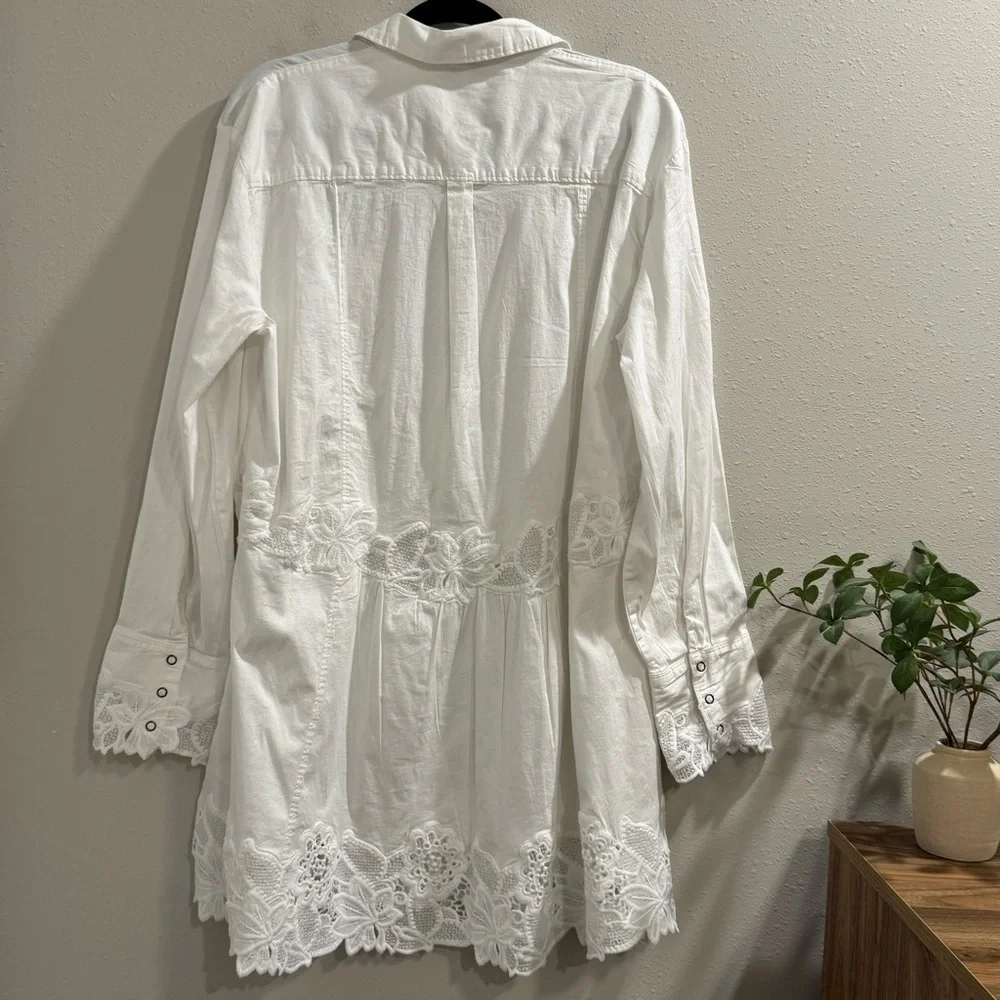 Free People NWT Large White Constance Floral Lace Mini Dress Boho Beach Romantic - Picture 3 of 8